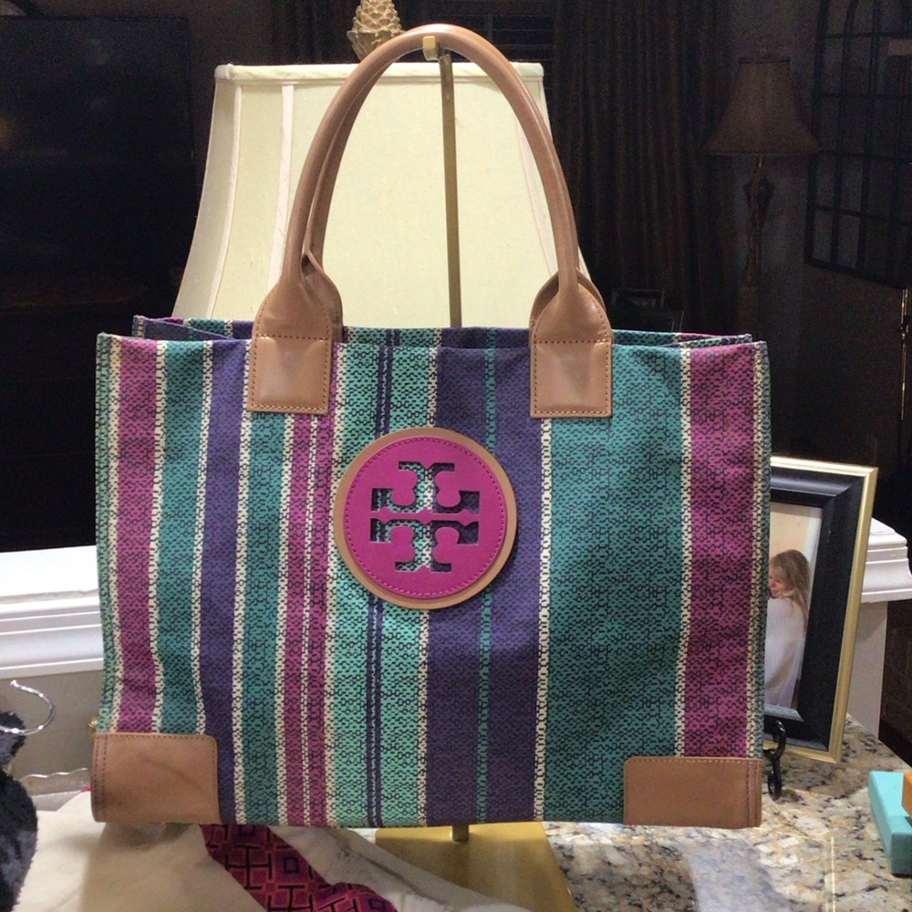 Tory Burch Stripped Ella Tote Bag